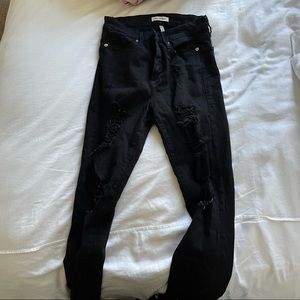 Black ripped skinny good American jeans